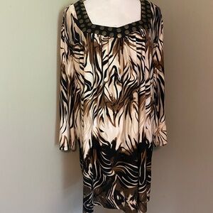Maggie Barnes Black and Brown Patterned Tunic Top